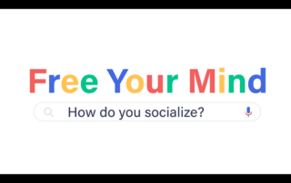 Two people talking nervously. Text: "How Do You Socialize?" Tips include eye contact, small talk, listening, and breathing to reduce anxiety.