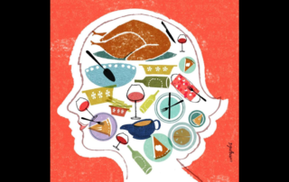 Person holding holiday plate looking anxious. Text: "Ways to Cope with Eating Disorders During the Holidays." Support and self-care tips.