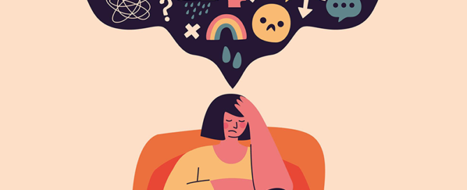 A thoughtful young person looking away, with a faint, faded overlay of harsh words in the background. | Free Your Mind Initative